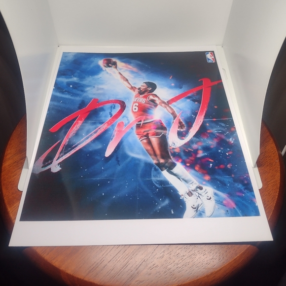 NEW! JULIUS ERVING DR.J SIXERS 8.5x11 ULTRA GLOSSY OLD SCHOOL COLOR ART🏀POSTER! - Picture 2 of 7